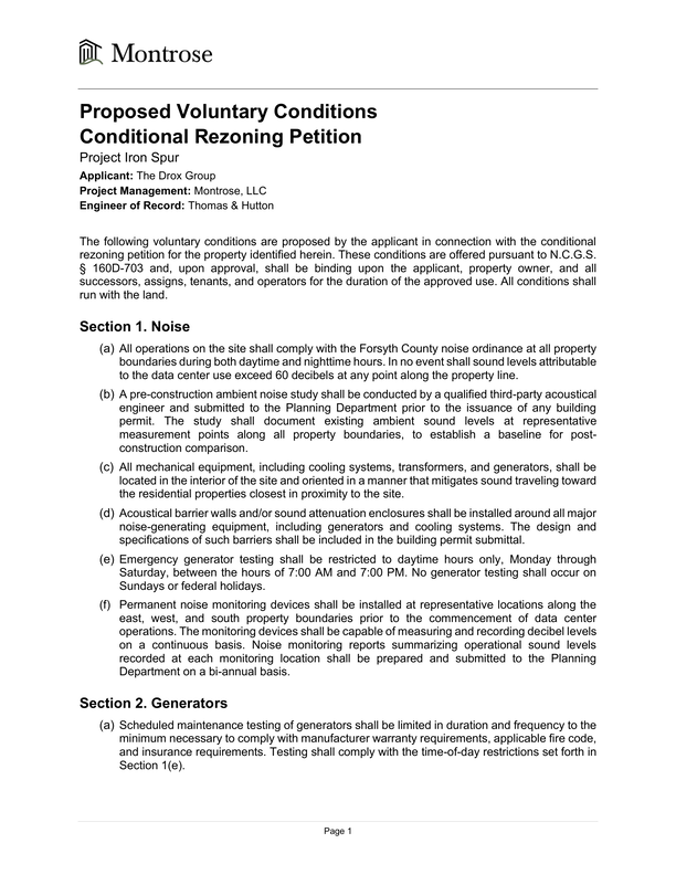 Project Iron Spur voluntary conditions preview