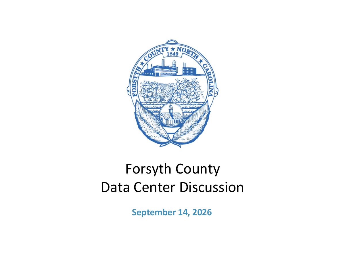 Forsyth County data center briefing, slide 1 of 29